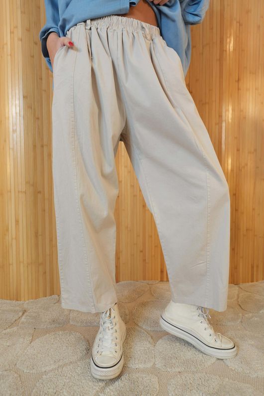 Gaberdine Barrel Pant Stone **
